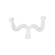 Kit 10 Sifão Sanfonado Plástico Duplo Branco - Plasbohn