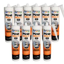 Kit 10 Silicone PU40 Preto Adesivo Cola Vedação Barone 400g Multiuso