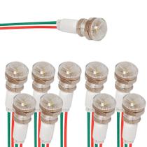 Kit 10 sinaleiro 9mm olho de boi branco 220v lukma