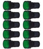 Kit 10 sinaleiro led 22mm verde 220v stark Kit 10 sinaleiro led 22mm verde 220v stark