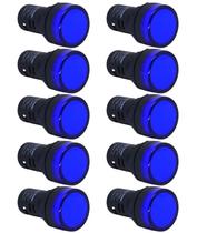 Kit 10 sinaleiro led ad22-22mm 220v azul stark Kit 10 sinaleiro led ad22-22mm 220v azul stark