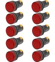Kit 10 sinaleiro led ad22 22mm 220v vermelho stark Kit 10 sinaleiro led ad22 22mm 220v vermelho stark