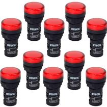 Kit 10 Sinaleiro Redondo Vermelho 22mm Led Slds2201 Steck