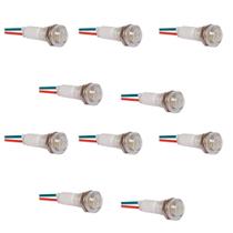 Kit 10 sinaleiros 9mm olho de boi branco 24v lukma