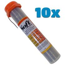 Kit 10 Solda Estanho Tubete 63x37 Fio Eletrônica Smd Pci 1mm Soft
