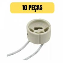 Kit 10 soquete bocal lampada dicroica gu10 ceramica rabicho - PERLEX