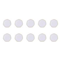 Kit 10 Sousplat Branco Dourado Polipropileno 25Cm Rafimex