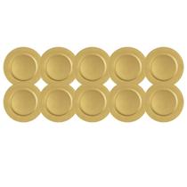 Kit 10 Sousplat De Chá Dourado 25Cm Diâmetro Rafimex