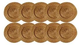 Kit 10 sousplat jogo americano marrom claro rattan bambu Kit 10 sousplat jogo americano marrom claro rattan bambu