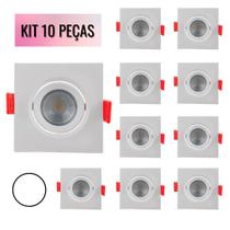 KIT 10 Spot 7W Quadrado LED COB Direcional 6500K Branco Frio Bivolt