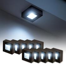 Kit 10 Spot Beiral Led Incluso de teto 6500k Branco Frio Bivolt Quadrado Preto ALUT000671-10 Alut