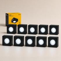 Kit 10 Spot Beiral Led Incluso de teto 6500k Branco Frio Bivolt Quadrado Preto ALUT000671-10 Alut