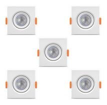 Kit 10 Spot Cob Direcionável Quadrado 5w Bivolt Teto Branco Frio