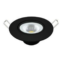 Kit 10 Spot de Embutir Direcionável Led 5W Redondo Preto Branco Frio 6500K Avant