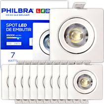 KIT 10 Spot de Embutir Direcionável LED 7W Quadrado Luz Branca - Philbra