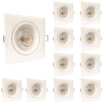 Kit 10 Spot de Led 12W 3000K Branco Quente Quadrado Bivolt - Luz Aconchegante e Econômica