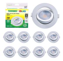 Kit 10 Spot De Led Embutir 7W Luminária Teto Redondo Móvel Par20 3000K 4000K 6500K Taschibra Kit 10 Spot De Led Embutir 7W Luminária Teto Redondo Móvel Par20 3000K 4000K 6500K Taschibra