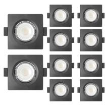 Kit 10 Spot de LED Embutir Slim MR16 Quadrado 6W 4000K Neutro Suave Preto Blumenau Iluminação Kit 10 Spot de LED Embutir Slim MR16 Quadrado 6W 4000K Neutro Suave Preto Blumenau Iluminação