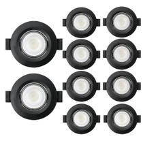 Kit 10 Spot de Led Embutir Slim MR16 Redondo 6W Preto Bivolt Kit 10 Spot de Led Embutir Slim MR16 Redondo 6W Preto Bivolt