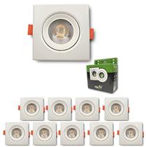 Kit 10 Spot Dicroica Quadrado Direcionável Led Smd 3w Quente - Quente(3000K)