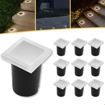 Kit 10 Spot Embutido De Chão Balizador Quadrado Led 1w 3000k