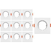 kit 10 SPOT LAMPADA DICROICA QUADRADO EMBUTIR RETO FIXO BRANCO GALAXY