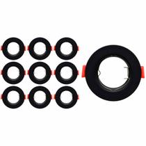 Kit 10 spot lampada dicroica redondo embutir reto fixo preto galaxy