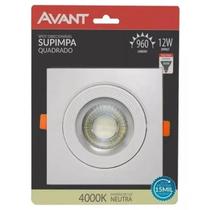 Kit 10 Spot Led 12w Quadrado Embutir Gesso Teto Direcionável - AVANT