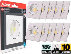 Kit 10 Spot Led 5w Dicroica Embutir Quadrado Supimpa Branca Avant