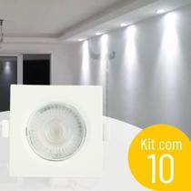 Kit 10 spot LED 5w embutir quadrado 6500k branco frio Avant