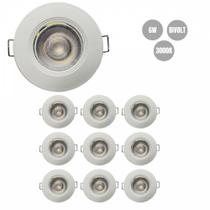 Kit 10 spot led 6w bivolt 3000k redondo blumenau 80163004