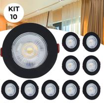 Kit 10 Spot Led Capa Preto 5w Direcionável Redondo Luz Quente - RY
