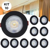 Kit 10 Spot Led Capa Preto 5w Direcionável Redondo Luz Quente