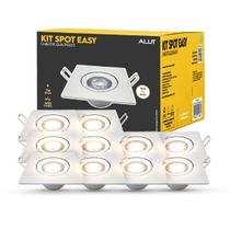 Kit 10 Spot Led Embutir 7w 3000k Branco Quente 110v/220v Bivolt Quadrado Branco Cod:ALUT000601 Alut