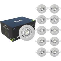 Kit 10 Spot Led Embutir 7w 3000k Branco Quente 9cm 110v/220v Bivolt Ip20 Redondo Branco Cod: 399100576 Easy By Avant