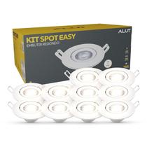 Kit 10 Spot Led Embutir 7w 4000k Branco Neutro 110v/220v Bivolt Redondo Branco Cod: ALUT000606 Alut