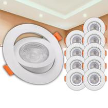 Kit 10 Spot Led Embutir Redondo 3W Bivolt 4000k Luz Neutra - Citylumi