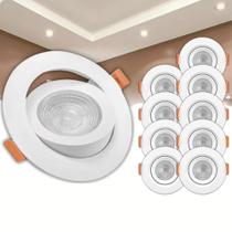 Kit 10 Spot Led Embutir Redondo 7W Bivolt 6500k Branco Frio - Citylumi