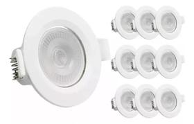 Kit 10 Spot Led Embutir Redondo Direcional 3w Branco Quente