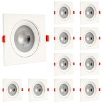 Kit 10 Spot Led Quadrado Branco Neutro 4000K 12W Bivolt - Direcionável, Design Moderno e Instalação Fácil