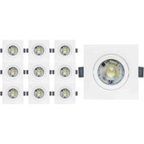 KIT 10 SPOT LED QUADRADO DIRECIONAVEL EMBUTIR 12W BRANCO FRIO 6500k BIVOLT GALAXY