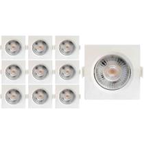 KIT 10 SPOT LED QUADRADO DIRECIONAVEL EMBUTIR 5W BRANCO NEUTRO 4000k BIV GALAXY