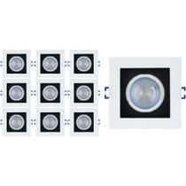 Kit 10 spot led quadrado direcionavel recuado embutir branco e preto 5w branco neutro 4000k galaxy Kit 10 spot led quadrado direcionavel recuado embutir branco e preto 5w branco neutro 4000k galaxy