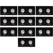 KIT 10 SPOT LED QUADRADO DUPLO DIRECIONAVEL EMBUTIR 10W 3000k PRETO EMBULED KIT 10 SPOT LED QUADRADO DUPLO DIRECIONAVEL EMBUTIR 10W 3000k PRETO EMBULED