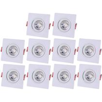 Kit 10 Spot LED Quadrado Embutir 3W 6500K Luz Branca Kit 10 Spot LED Quadrado Embutir 3W 6500K Luz Branca