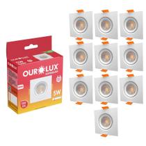 Kit 10 Spot Led Quadrado Embutir 6400k 5w Bivolt Gesso Teto