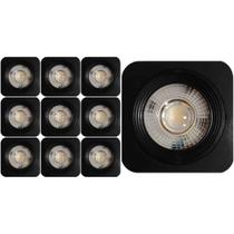 KIT 10 SPOT LED QUADRADO FIXO SOBREPOR 5W BRANCO NEUTRO 4000k PRETO BIV EMBULED