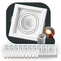 Kit 10 Spot Led Recuado Embutir Branco Quente Par20 Quadrado Branco Cod: ALUT000652-3000k-10 Alut