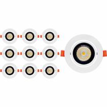 KIT 10 SPOT LED REDONDO DIRECIONAVEL EMBUTIR 10W 6000k ALUMINIO BRANCO EMBULED