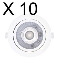 KIT 10 SPOT LED REDONDO DIRECIONAVEL EMBUTIR 12W BRANCO FRIO 6500k BIVOLT GALAXY